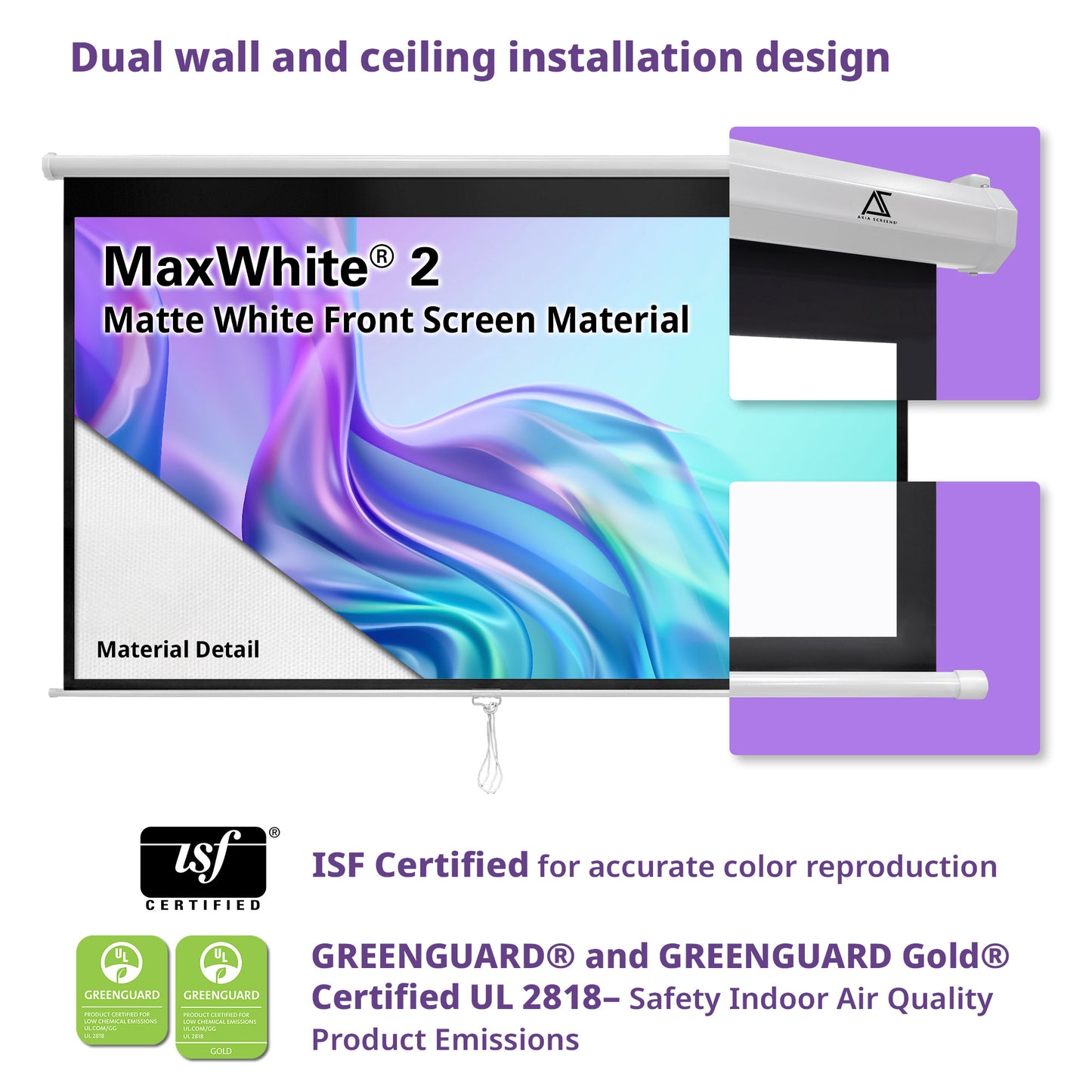 Manual Series, Manual Pull Down 8K 4K Ultra HD 3D Ready Movie Theater/Home Theater Projector Screen