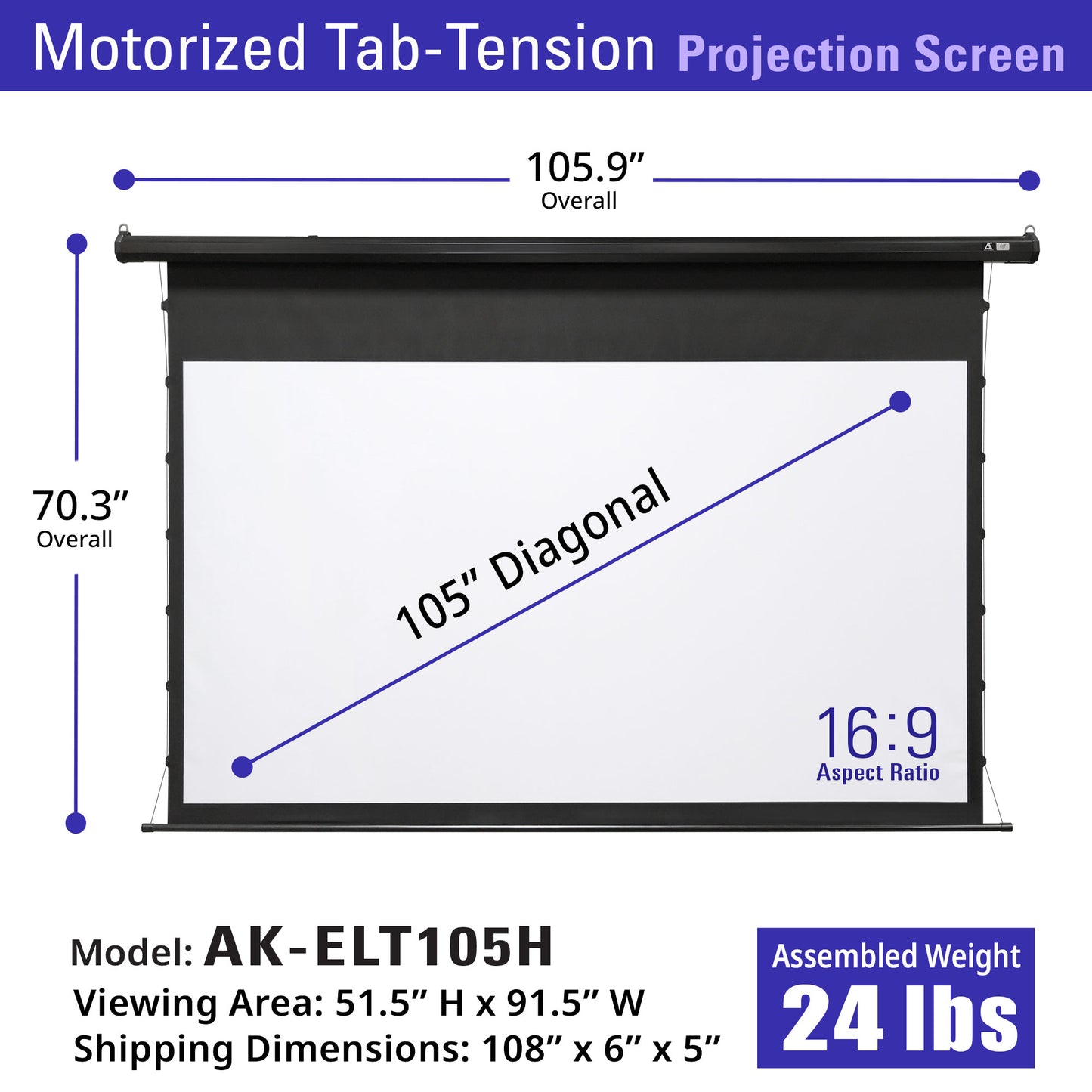 Electric Motorized Tab-Tension Projector Screen