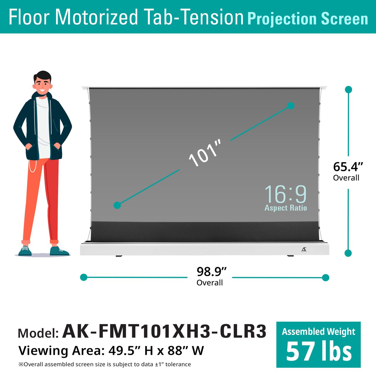 Floor Motorized Tab-Tension CLR®3 Ambient Light Rejecting Projection Screen