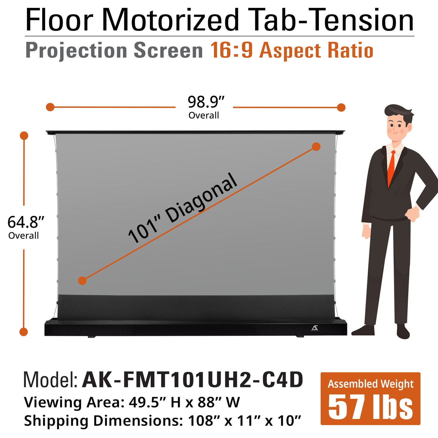 Floor Motorized Tab-Tension CineGrey 4D Ambient Light Rejecting Projection Screen
