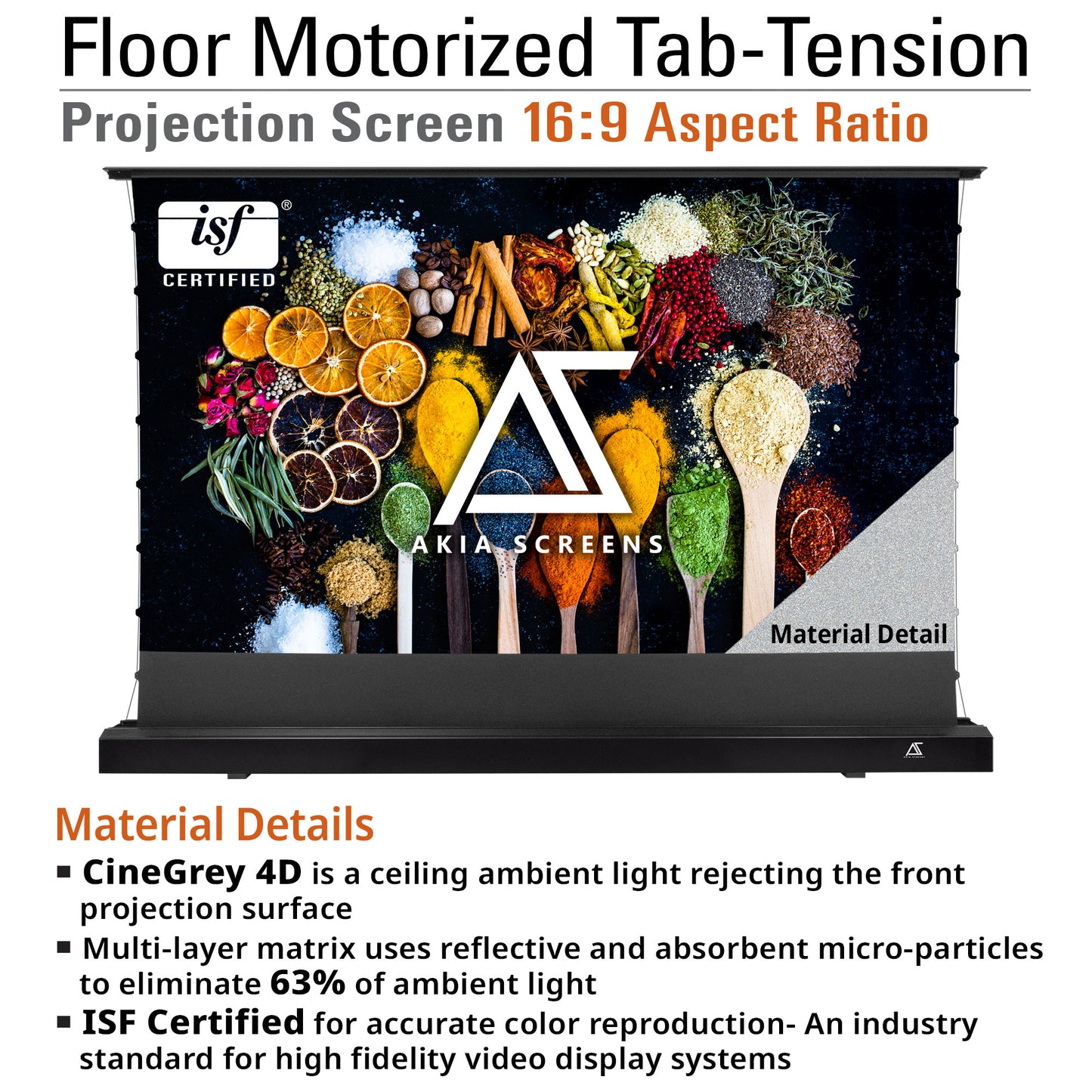 Floor Motorized Tab-Tension CineGrey 4D Ambient Light Rejecting Projection Screen