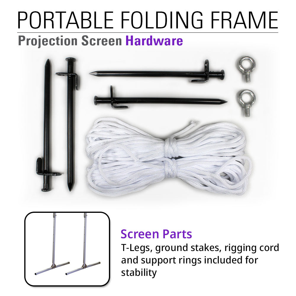 Indoor Outdoor Portable Fast Fold-Away Projector Screen with Adjustable Height Stands