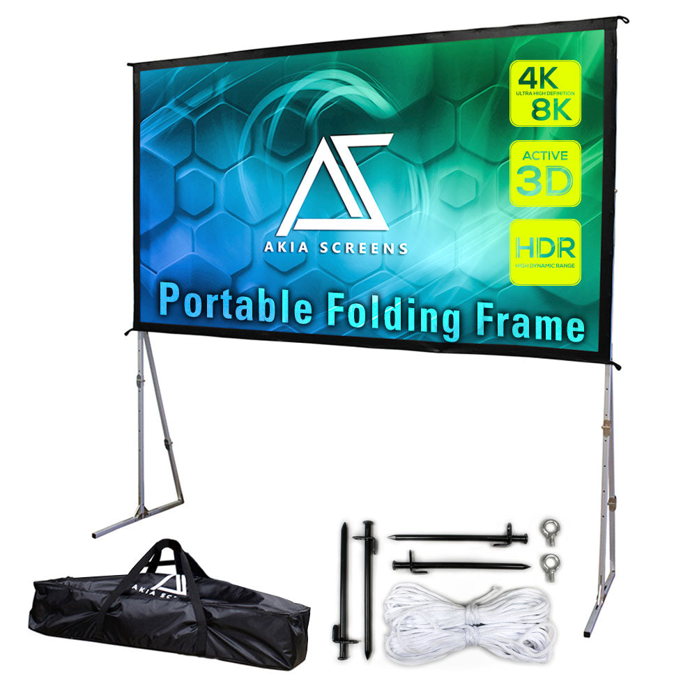 Indoor Outdoor Portable Fast Fold-Away Projector Screen with Adjustable Height Stands
