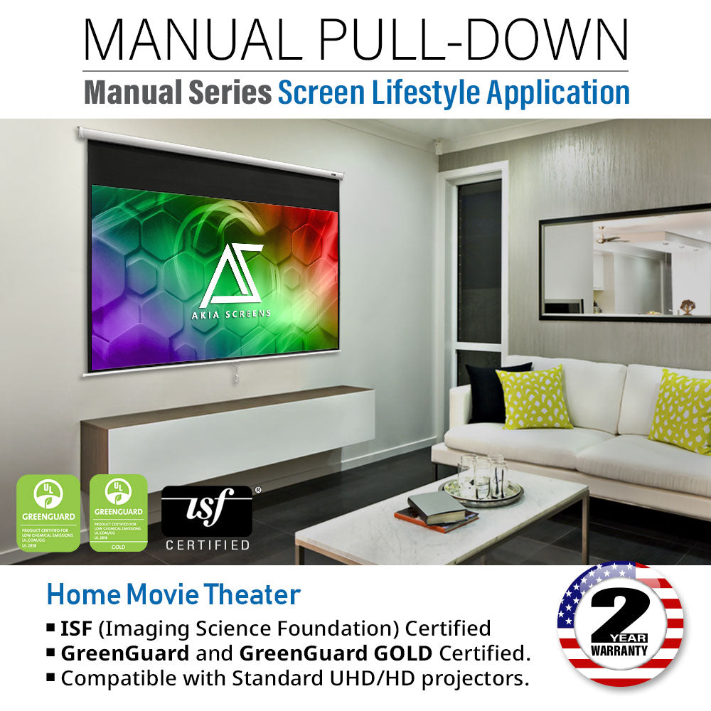 Manual Series, Manual Pull Down 8K 4K Ultra HD 3D Ready Movie Theater/Home Theater Projector Screen
