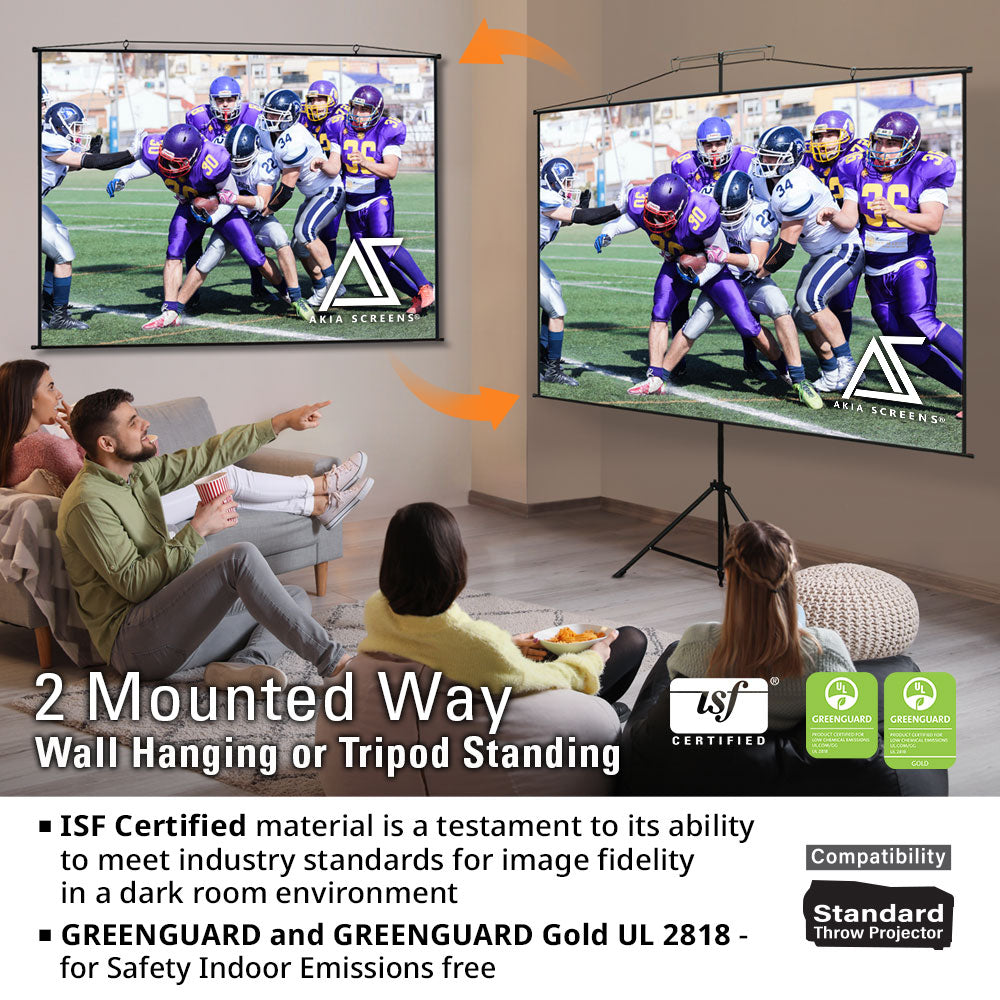 Dual Tripod / Wall Hang, Ultra Lite Portable Projector Screen with CARRYING BAG