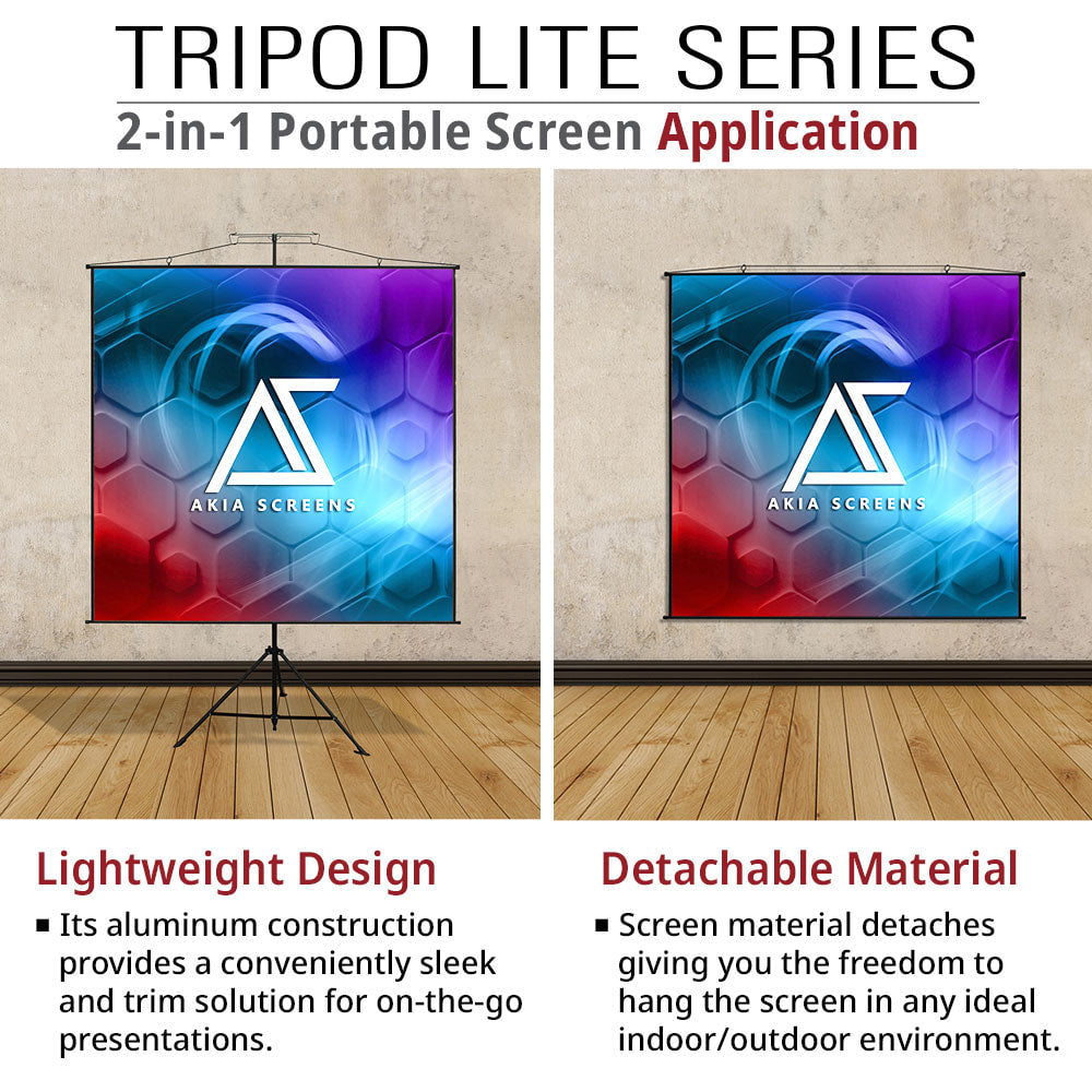 Dual Tripod / Wall Hang, Ultra Lite Portable Projector Screen with CARRYING BAG