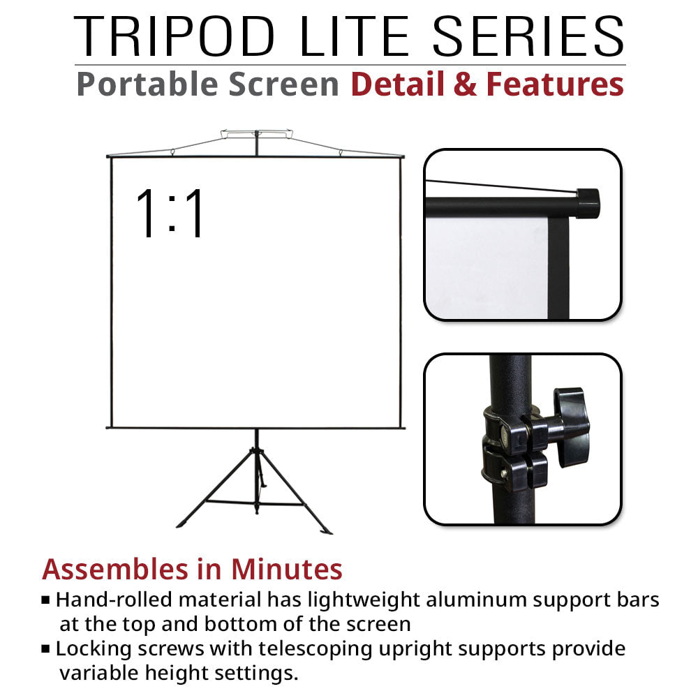 Dual Tripod / Wall Hang, Ultra Lite Portable Projector Screen with CARRYING BAG