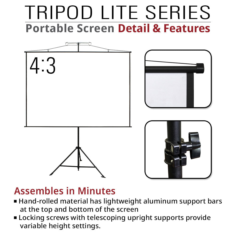 Dual Tripod / Wall Hang, Ultra Lite Portable Projector Screen with CARRYING BAG