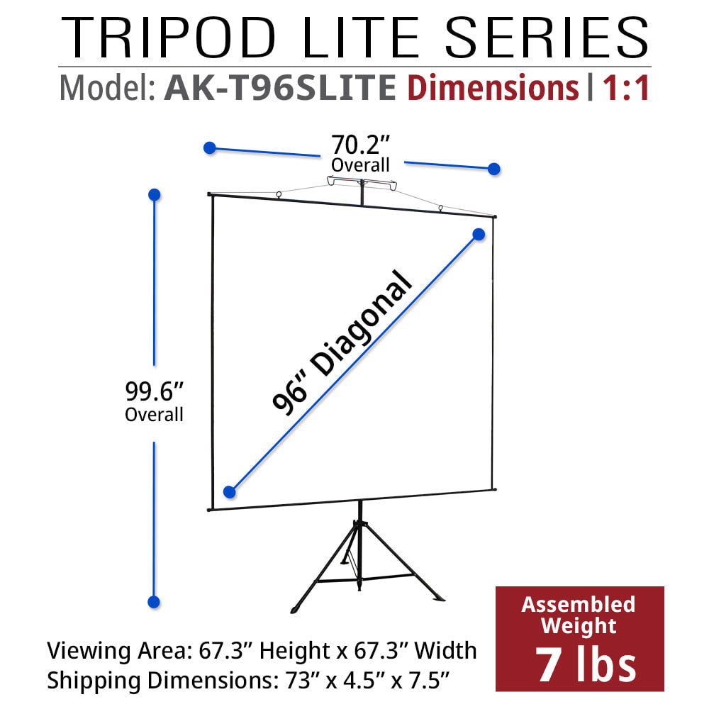 Dual Tripod / Wall Hang, Ultra Lite Portable Projector Screen with CARRYING BAG