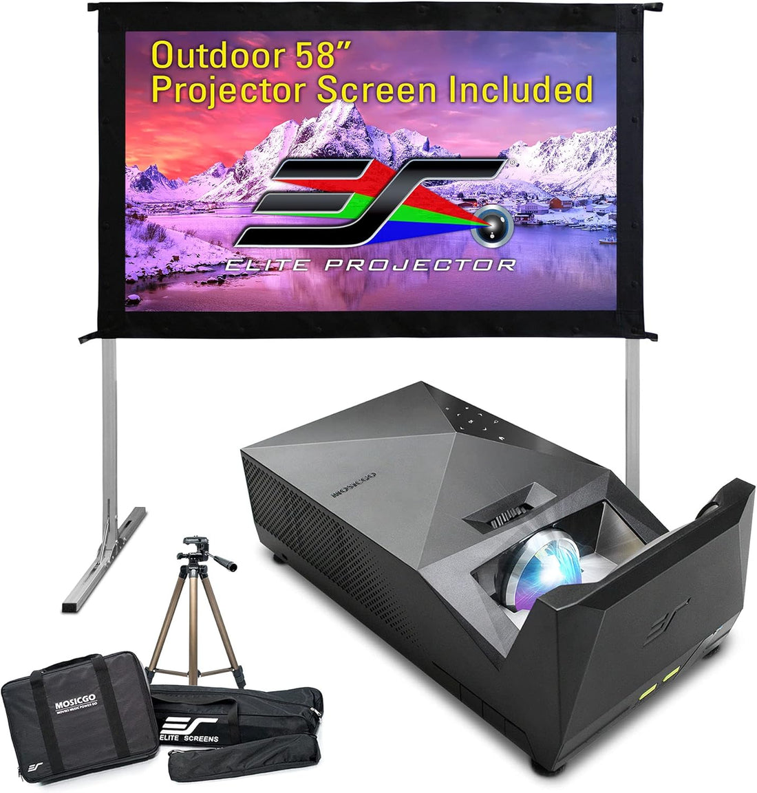Refurbished - MosicGO 3-in-1 Portable Ultra Short Throw Projector + 58" Outdoor Screen