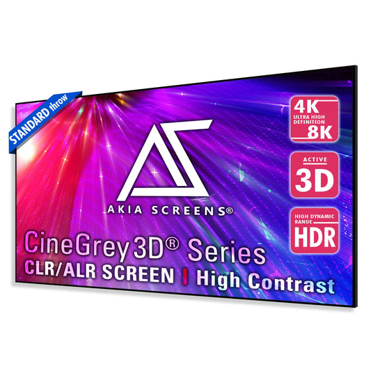 Edge Free CineGrey 3D Fixed Frame Screen | Ambient Light Rejecting (Absorbs Up to 65%) CLR/ALR Silver/Gray Material, Active/Passive 3D, 4K/8K Ultra HD Ready, 103/123" in 16:9 Format
