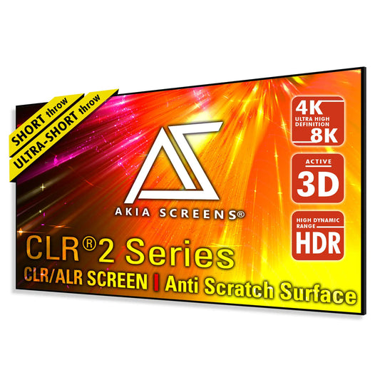 Edge Free CLR2  Fixed Frame Projector Screen | Ambient Light Rejecting (Absorbs Up to 90%) CLR/ALR Material, Active 3D, 4K/8K Ultra HD Ready, 103/123" in 19:6 Format