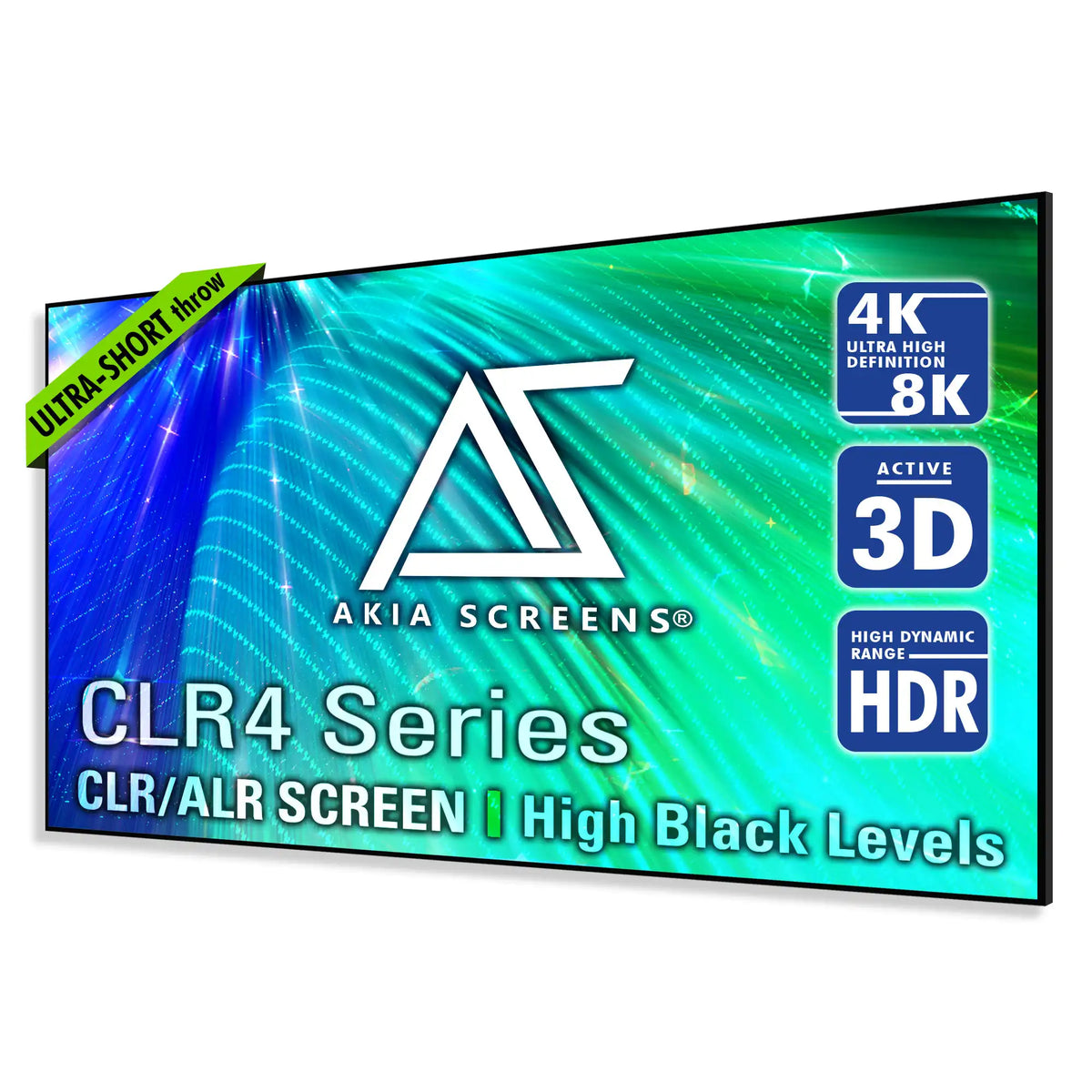 Edge Free CLR4 Fixed Frame Projector Screen | Ambient Light Rejecting (Absorbs Up to 90%) CLR/ALR Material, Active 3D, 4K/8K Ultra HD Ready, 115/123" in 19:6 Format