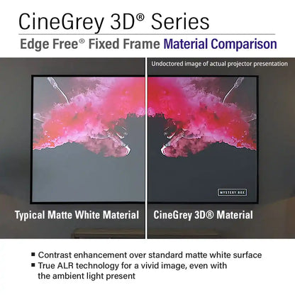 Edge Free CineGrey 3D Fixed Frame Screen | Ambient Light Rejecting (Absorbs Up to 65%) CLR/ALR Silver/Gray Material, Active/Passive 3D, 4K/8K Ultra HD Ready, 103/123" in 16:9 Format