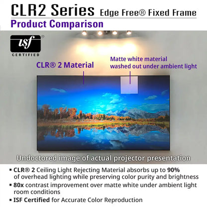 Edge Free CLR2  Fixed Frame Projector Screen | Ambient Light Rejecting (Absorbs Up to 90%) CLR/ALR Material, Active 3D, 4K/8K Ultra HD Ready, 103/123" in 19:6 Format