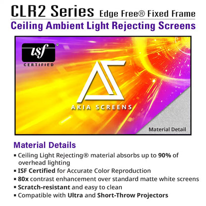 Edge Free CLR2  Fixed Frame Projector Screen | Ambient Light Rejecting (Absorbs Up to 90%) CLR/ALR Material, Active 3D, 4K/8K Ultra HD Ready, 103/123" in 19:6 Format