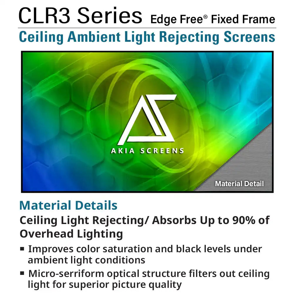 Edge Free CLR3 Fixed Frame Projector Screen | Ambient Light Rejecting (Absorbs Up to 90%) CLR/ALR Material, Active 3D, 4K/8K Ultra HD Ready, Gray Material 103"(16:9), Viewing Area : 50.2"x89.2"