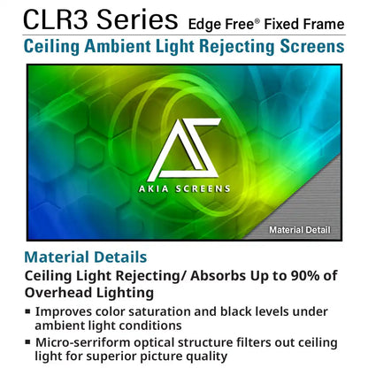 Edge Free CLR3 Fixed Frame Projector Screen | Ambient Light Rejecting (Absorbs Up to 90%) CLR/ALR Material, Active 3D, 4K/8K Ultra HD Ready, Gray Material 103"(16:9), Viewing Area : 50.2"x89.2"