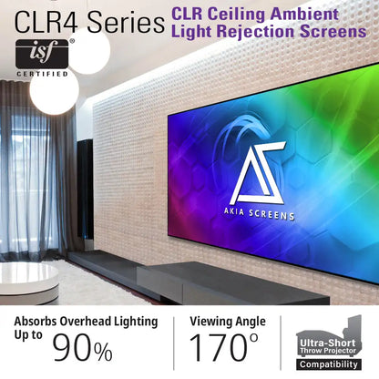 Edge Free CLR4 Fixed Frame Projector Screen | Ambient Light Rejecting (Absorbs Up to 90%) CLR/ALR Material, Active 3D, 4K/8K Ultra HD Ready, 115/123" in 19:6 Format