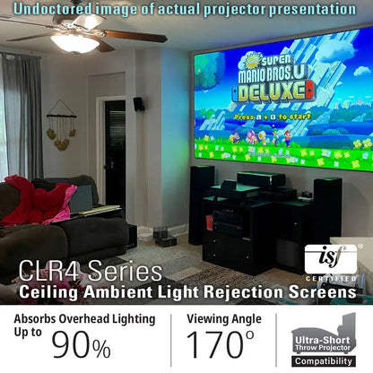 Edge Free CLR4 Fixed Frame Projector Screen | Ambient Light Rejecting (Absorbs Up to 90%) CLR/ALR Material, Active 3D, 4K/8K Ultra HD Ready, 115/123" in 19:6 Format