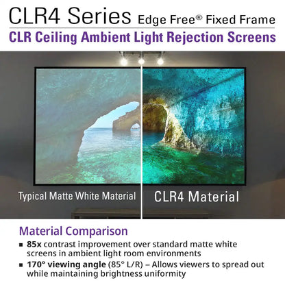 Edge Free CLR4 Fixed Frame Projector Screen | Ambient Light Rejecting (Absorbs Up to 90%) CLR/ALR Material, Active 3D, 4K/8K Ultra HD Ready, 115/123" in 19:6 Format