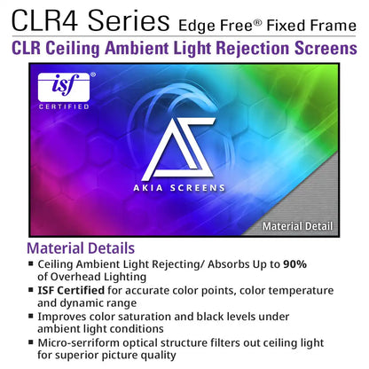 Edge Free CLR4 Fixed Frame Projector Screen | Ambient Light Rejecting (Absorbs Up to 90%) CLR/ALR Material, Active 3D, 4K/8K Ultra HD Ready, 115/123" in 19:6 Format