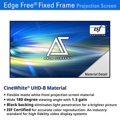 Edge Free Fixed Frame CineWhite UHD-B Projector Screen | Active 3D, 4K/8K Ultra HD Ready Tensioned Matte White Material, 100/125/145" in 16:9 Format