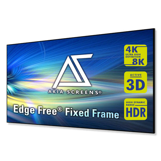 Edge Free Fixed Frame CineWhite UHD-B Projector Screen | Active 3D, 4K/8K Ultra HD Ready Tensioned Matte White Material, 100/125/145" in 16:9 Format