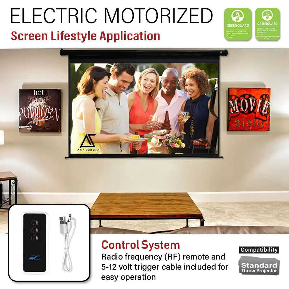 Electric Motorized Projector Screen 1st Ver. Active 3D, 4K/8K Ultra HD Ready Matte White Material, 104(4:3), 125/150"(16:9)