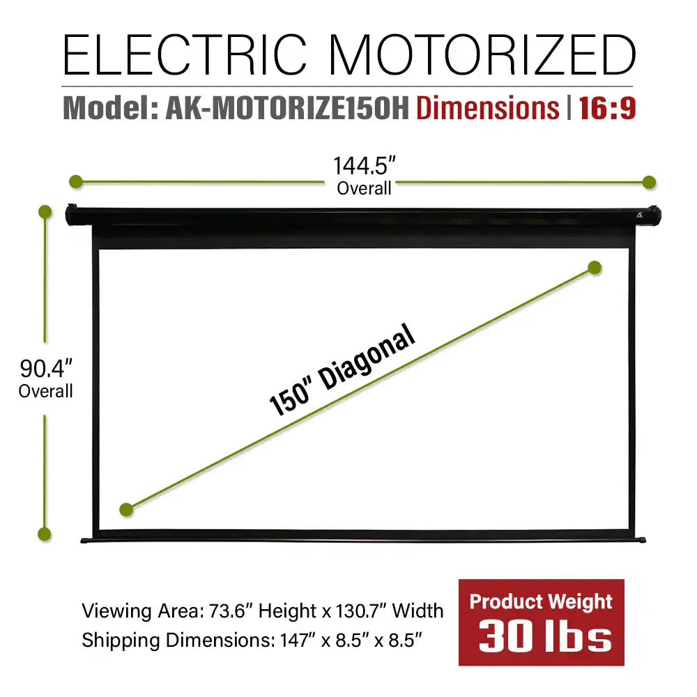 Electric Motorized Projector Screen 1st Ver. Active 3D, 4K/8K Ultra HD Ready Matte White Material, 104(4:3), 125/150"(16:9)