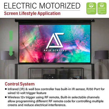 Electric Motorized Projector Screen RC1® Ver. Active 3D, 4K/8K Ultra HD Ready Matte White Material, 110/125/150" in 16:9 Format