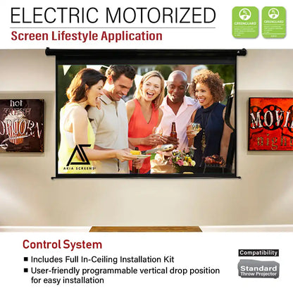 Electric Motorized Projector Screen RC1® Ver. Active 3D, 4K/8K Ultra HD Ready Matte White Material, 110/125/150" in 16:9 Format