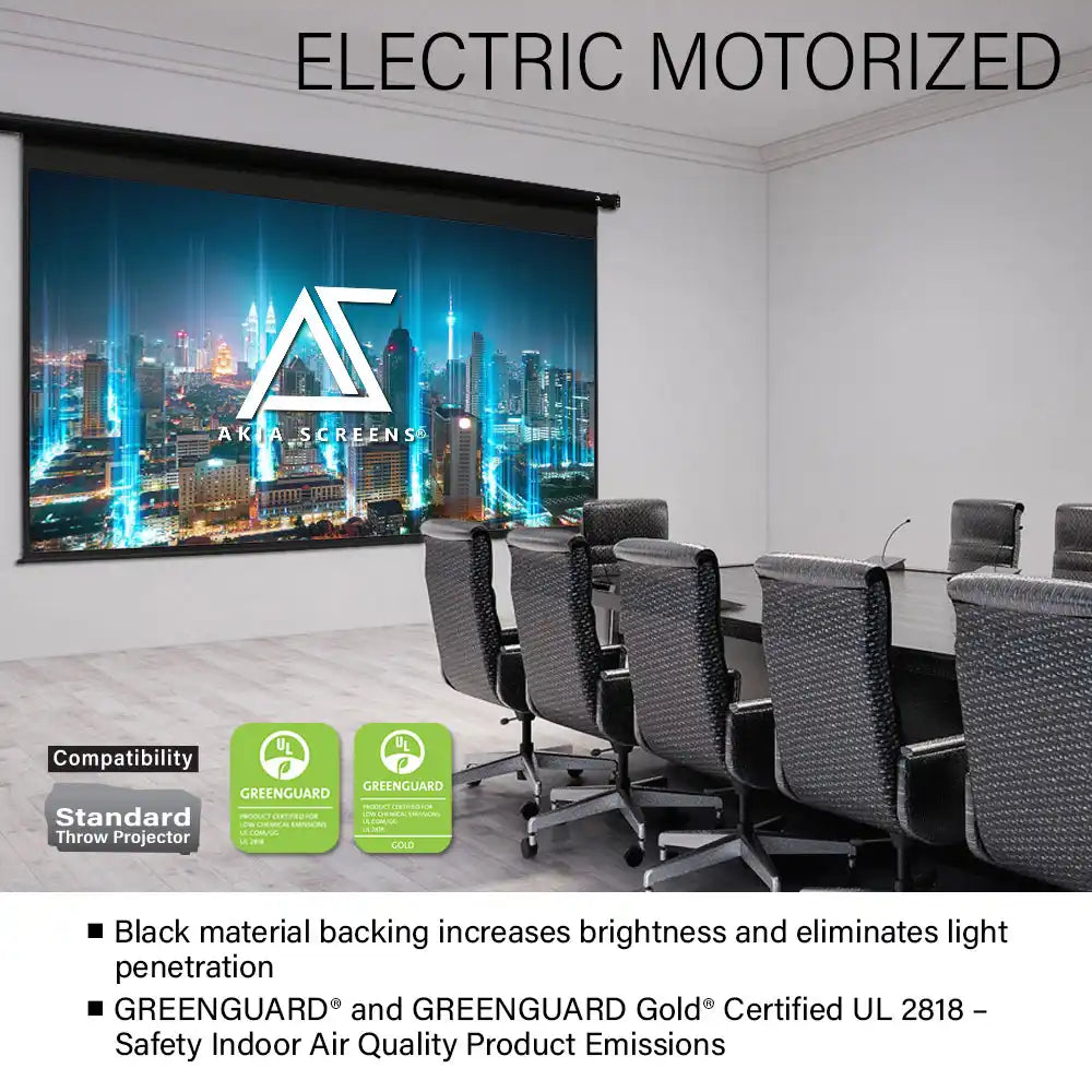 Electric Motorized Projector Screen RC1® Ver. Active 3D, 4K/8K Ultra HD Ready Matte White Material, 110/125/150" in 16:9 Format