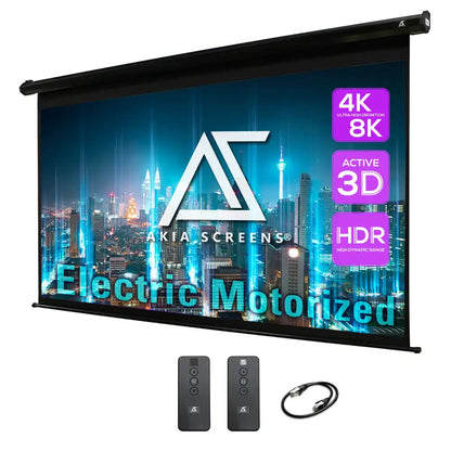 Electric Motorized Projector Screen RC1® Ver. Active 3D, 4K/8K Ultra HD Ready Matte White Material, 110/125/150" in 16:9 Format