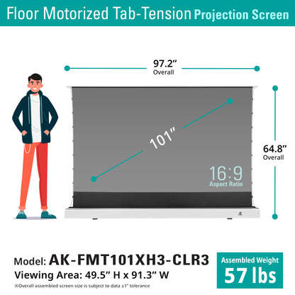 Floor Motorized Tab-Tension CLR®3 Ambient Light Rejecting Projection Screen