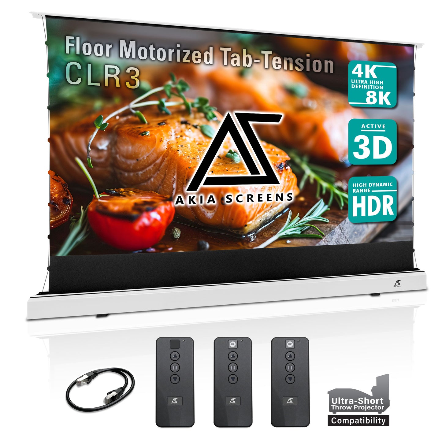 Floor Motorized Tab-Tension CLR®3 Ambient Light Rejecting Projection Screen