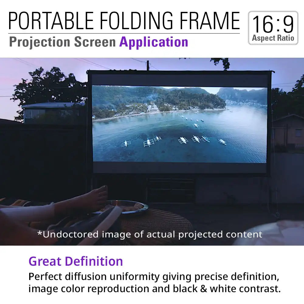 120" Indoor Outdoor Portable Fast Fold-Away Projector Screen with Adjustable Height Stands