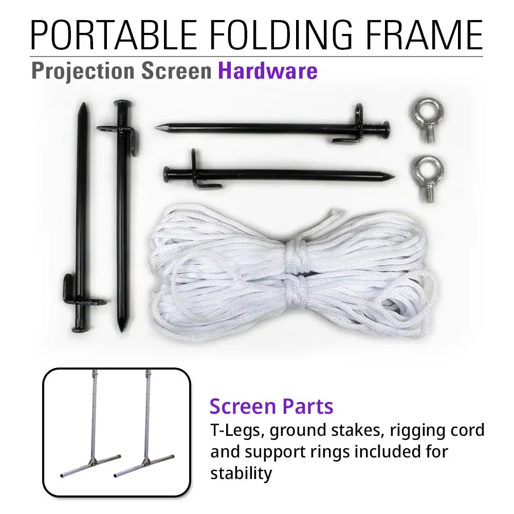120" Indoor Outdoor Portable Fast Fold-Away Projector Screen with Adjustable Height Stands