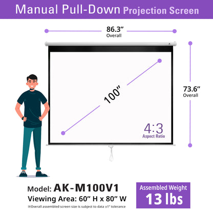 Manual Series, Manual Pull Down 8K 4K Ultra HD 3D Ready Movie Theater/Home Theater Projector Screen