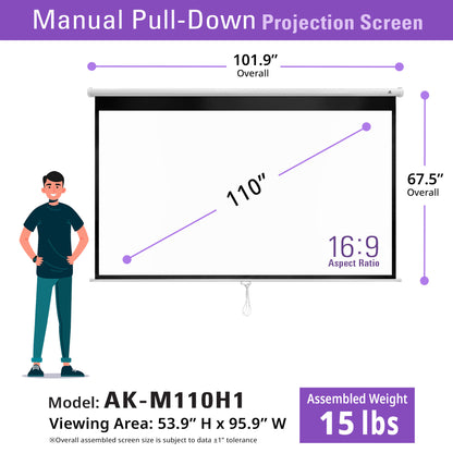 Manual Series, Manual Pull Down 8K 4K Ultra HD 3D Ready Movie Theater/Home Theater Projector Screen