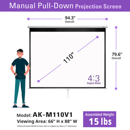Manual Series, Manual Pull Down 8K 4K Ultra HD 3D Ready Movie Theater/Home Theater Projector Screen