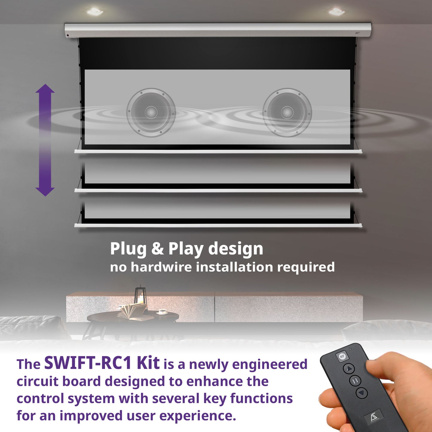 Electric Motorized Tab-Tension CineGrey 4D AT Series - Acoustically Transparent Ceiling Ambient Light Rejecting Projector Screen