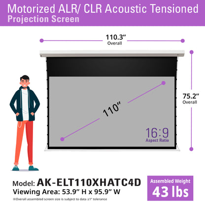 Electric Motorized Tab-Tension CineGrey 4D AT Series - Acoustically Transparent Ceiling Ambient Light Rejecting Projector Screen