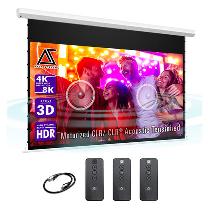 Electric Motorized Tab-Tension CineGrey 4D AT Series - Acoustically Transparent Ceiling Ambient Light Rejecting Projector Screen