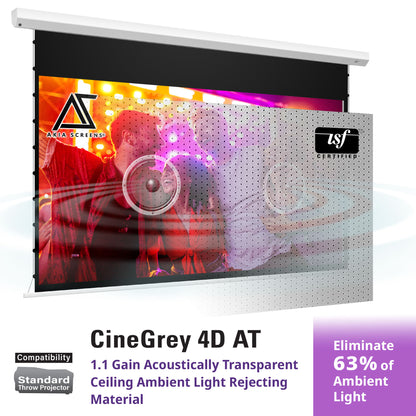 Electric Motorized Tab-Tension CineGrey 4D AT Series - Acoustically Transparent Ceiling Ambient Light Rejecting Projector Screen