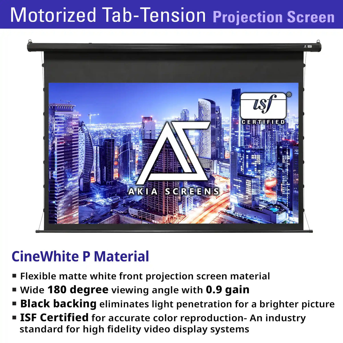 Electric Motorized Tab-Tension Projector Screen RC1® Ver. | Wrinkle Free, Active 3D, 4K/8K Ultra HD Ready Matte White Material, 105/120" in 16:9 Format