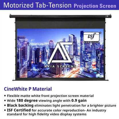 Electric Motorized Tab-Tension Projector Screen RC1® Ver. | Wrinkle Free, Active 3D, 4K/8K Ultra HD Ready Matte White Material, 105/120" in 16:9 Format