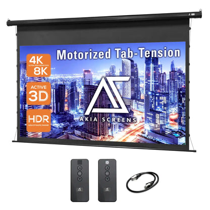 Electric Motorized Tab-Tension Projector Screen RC1® Ver. | Wrinkle Free, Active 3D, 4K/8K Ultra HD Ready Matte White Material, 105/120" in 16:9 Format