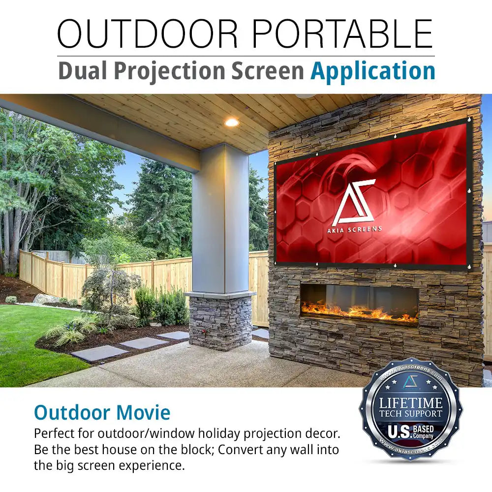 Indoor Outdoor Dual Front/Rear Portable DYI Projector Screen (2 pcs) , 120-inch, Viewing Area : 58.8"x104.6"