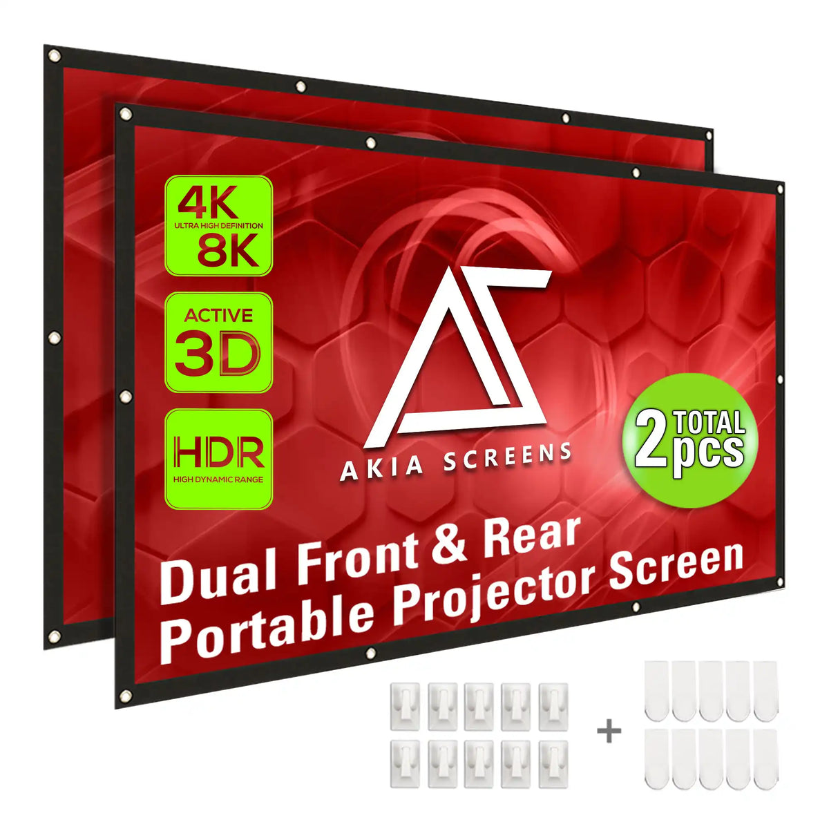 Indoor Outdoor Dual Front/Rear Portable DYI Projector Screen (2 pcs) , 120-inch, Viewing Area : 58.8"x104.6"